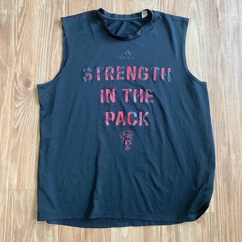 Faded Stitch Strength In The Pack NC State Wolfpack Athletic Tank Top